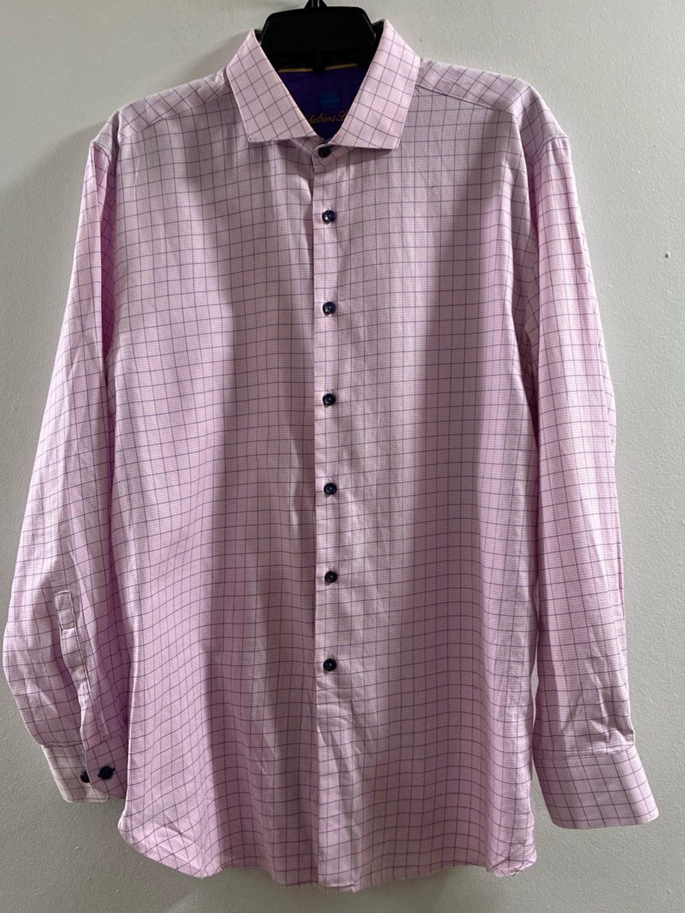 Classic Pink Check Dress Shirt with Spread Collar